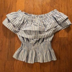 Striped Off The Shoulder Top - Size Medium